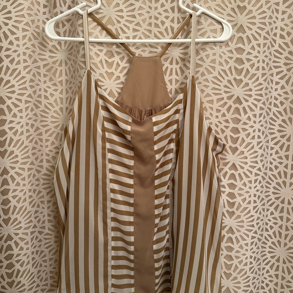 New York & Company Tan and White Striped Camisole